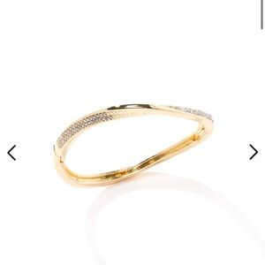 Gold and silver Twist Gold Bangle With Gems